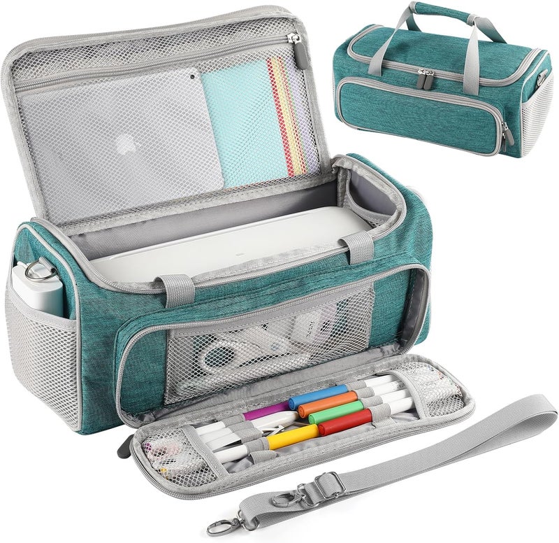 LEFORZ Carrying Case Compatible with Cricut Joy Xtra Smart Cutting Machine(13.7''L x 6.2''W x 5.9''H),Protable Storage Bag with Shoulder Strap Compatible with Cricut Joy Xtra Accessories,Cricut Tools,Green - Image 1